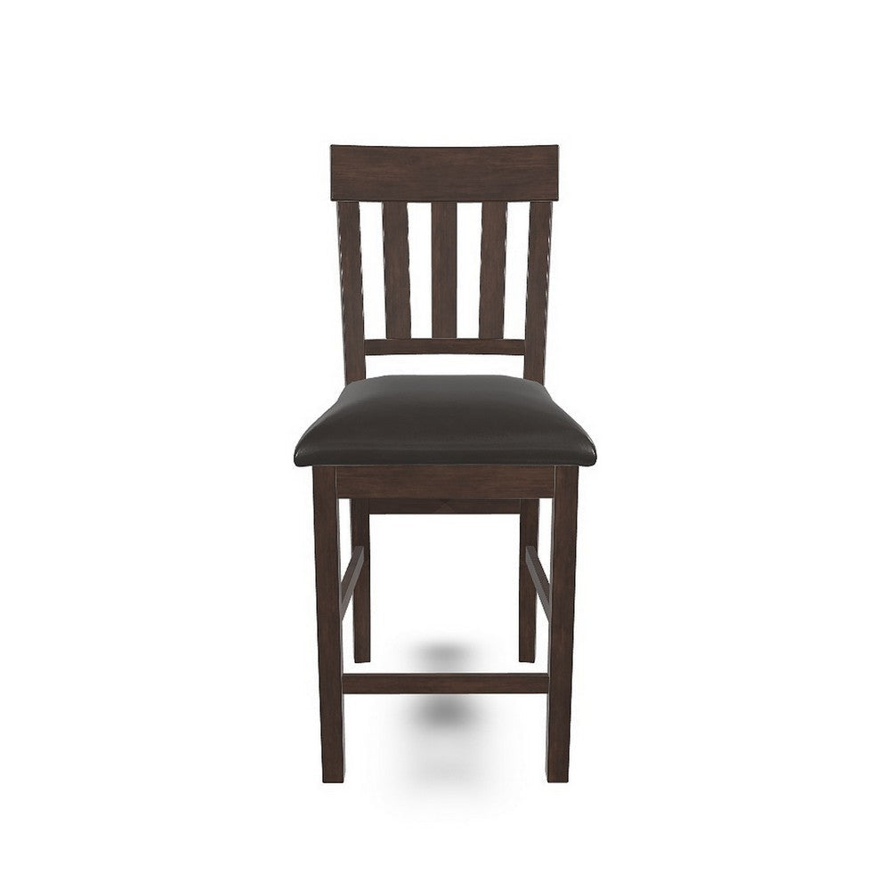 Ashley Hado Counter Height Chair Set of 2 | Brown Faux Leather | Slatted Back BM328214