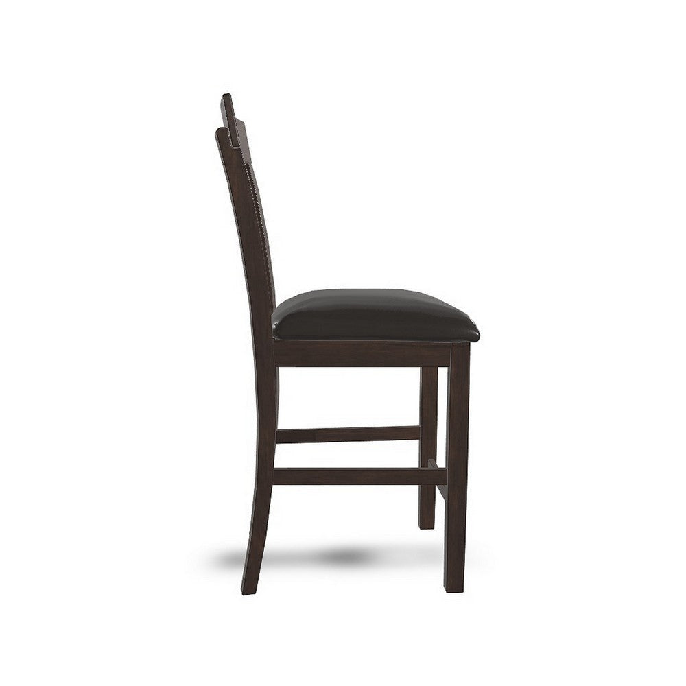 Ashley Hado Counter Height Chair Set of 2 | Brown Faux Leather | Slatted Back BM328214