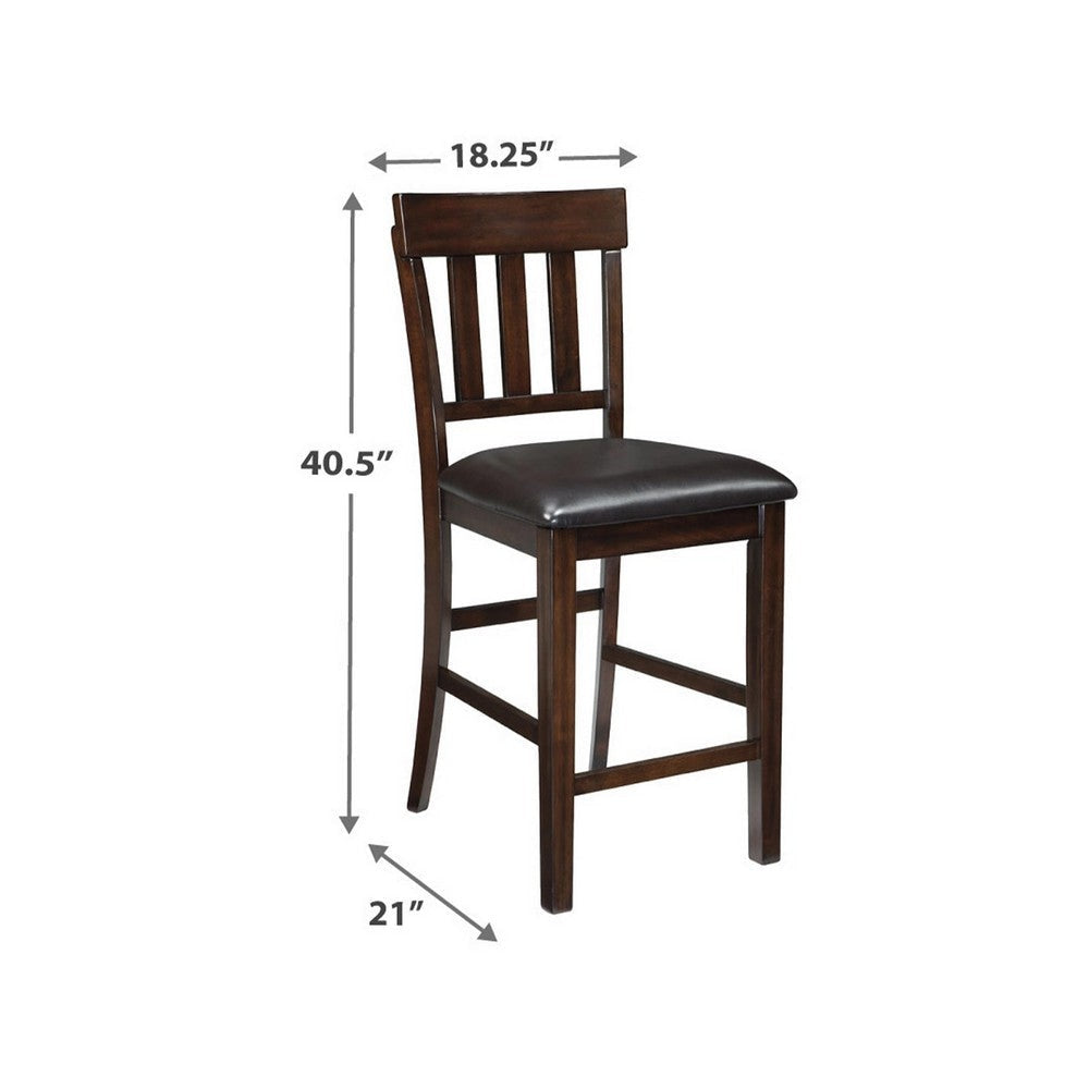 Ashley Hado Counter Height Chair Set of 2 | Brown Faux Leather | Slatted Back BM328214