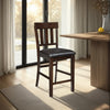 Ashley Hado Counter Height Chair Set of 2 | Brown Faux Leather | Slatted Back