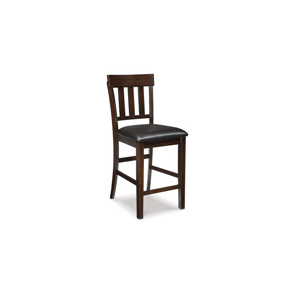 Ashley Hado Counter Height Chair Set of 2 | Brown Faux Leather | Slatted Back BM328214