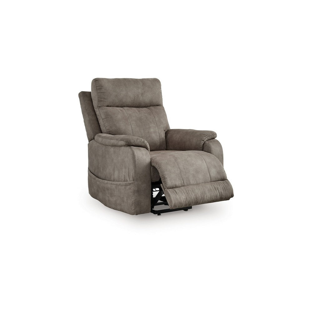 Ashley Mead Power Recliner Chair | Heat and Massage | 35’’ Gray Faux Leather BM328217