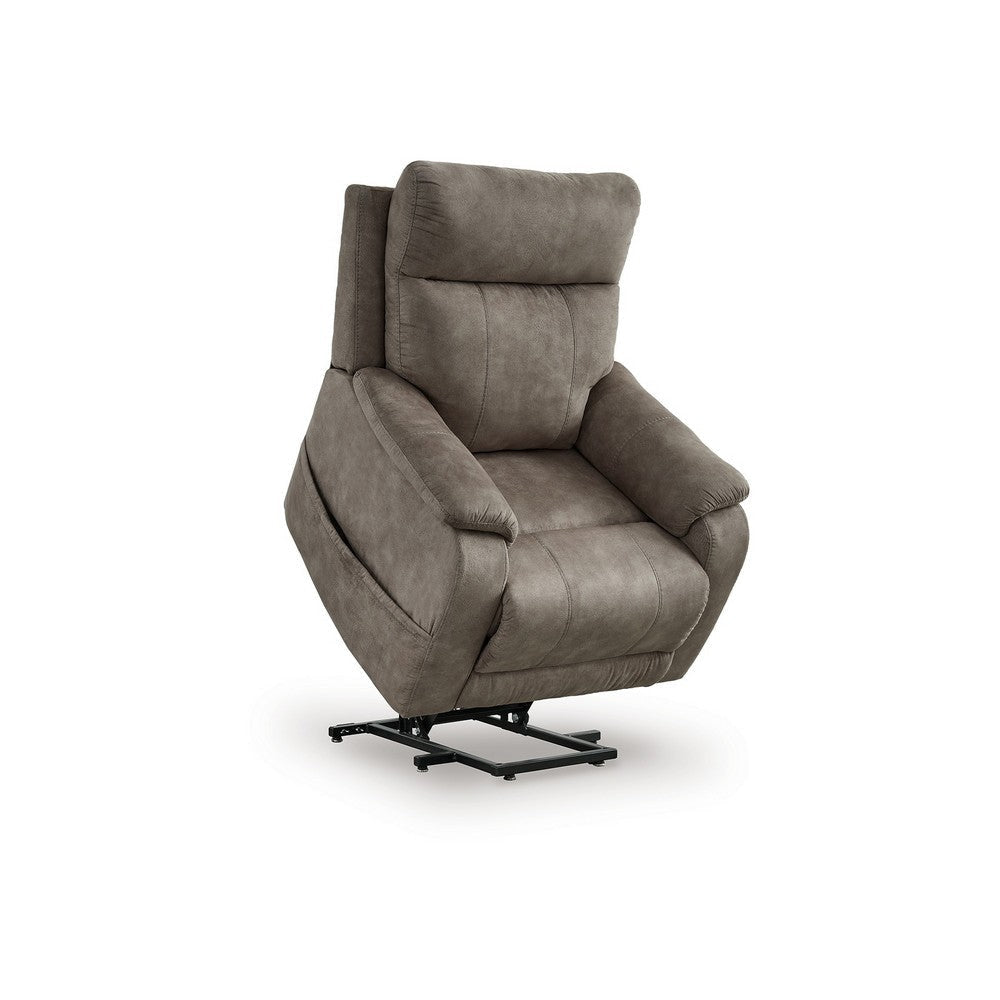 Ashley Mead Power Recliner Chair | Heat and Massage | 35’’ Gray Faux Leather BM328217