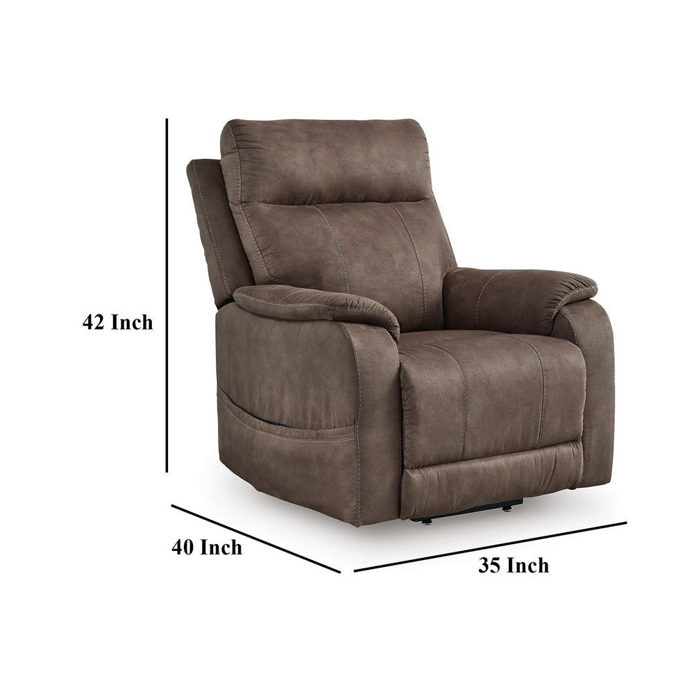 Ashley Mead Power Recliner Chair | Heat and Massage | 35’’ Gray Faux Leather BM328217