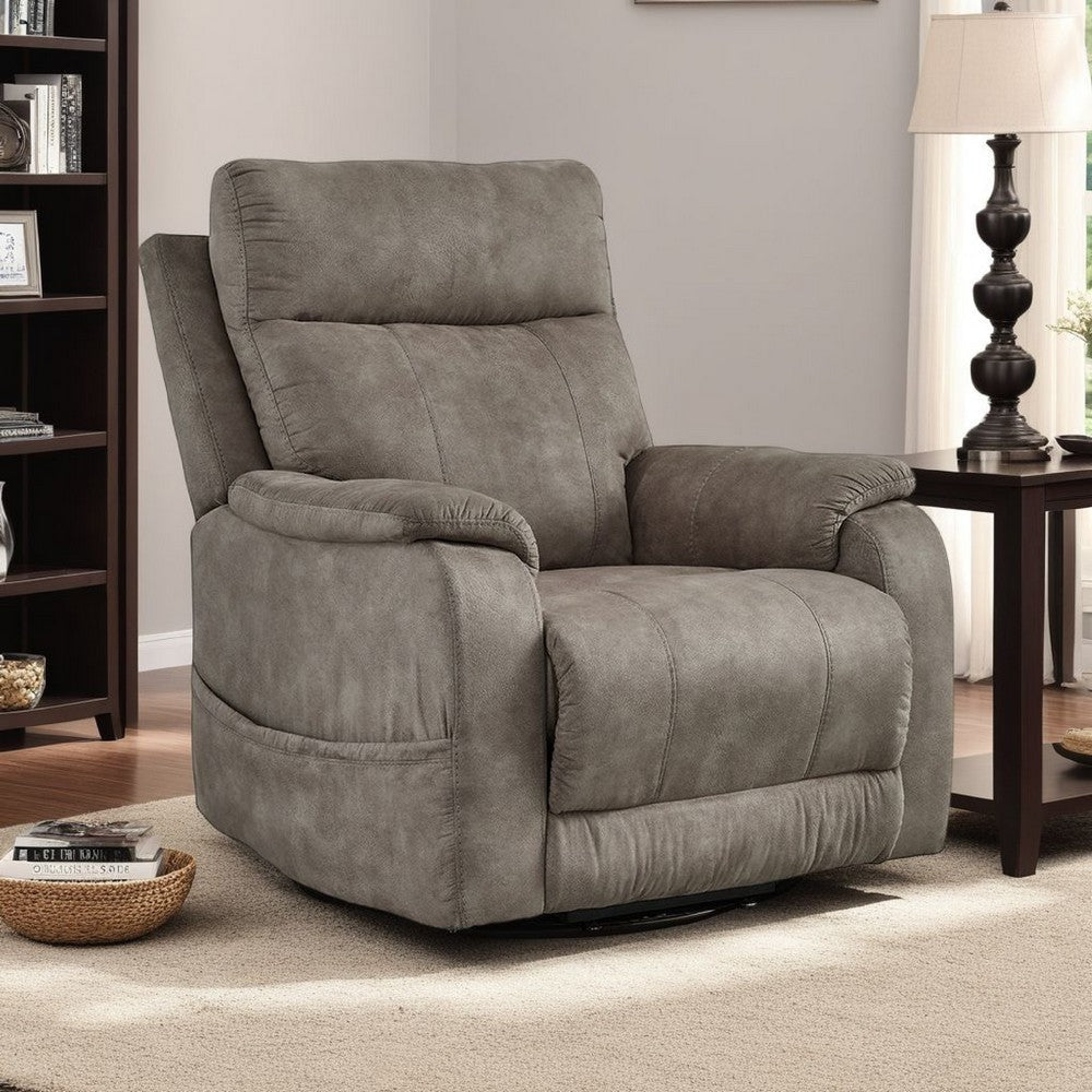 Ashley Mead Power Recliner Chair | Heat and Massage | 35" Gray Faux Leather
