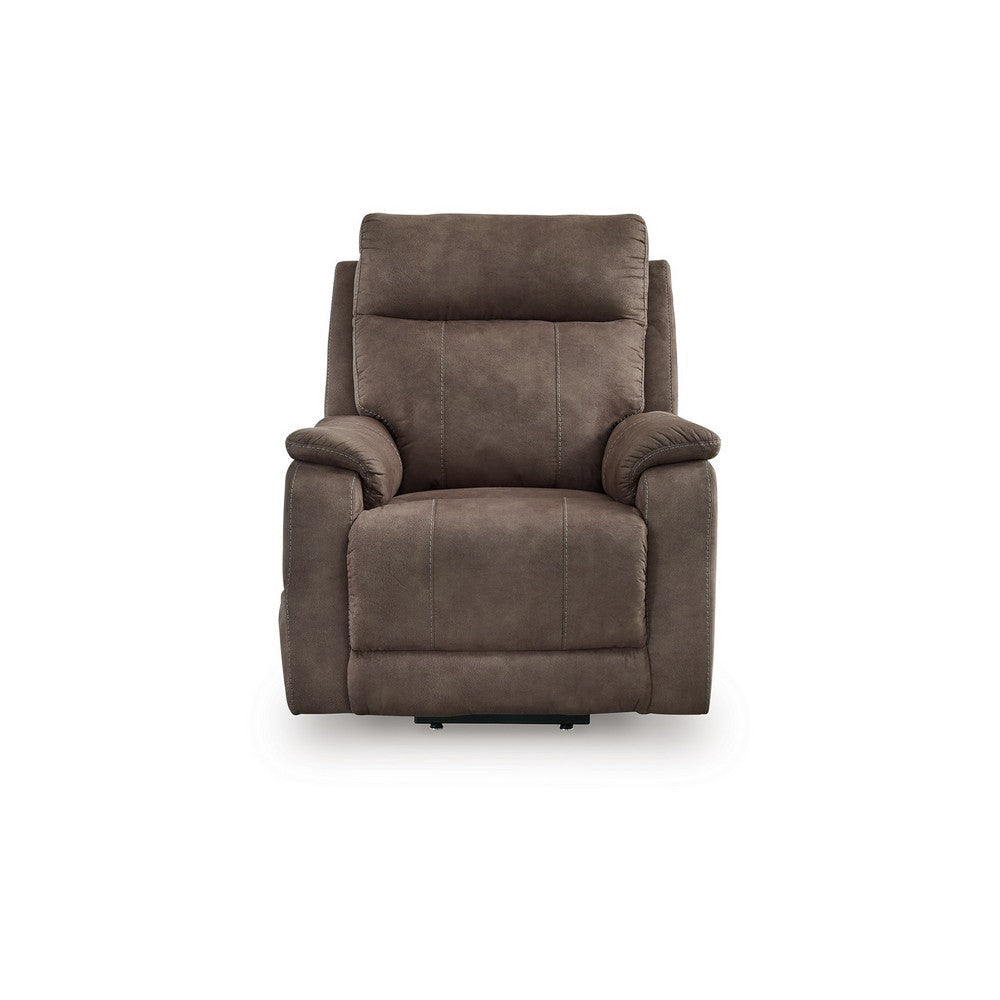 Ashley Mead Power Recliner Chair | Heat | Massage | 35’’ Brown Faux Leather BM328218