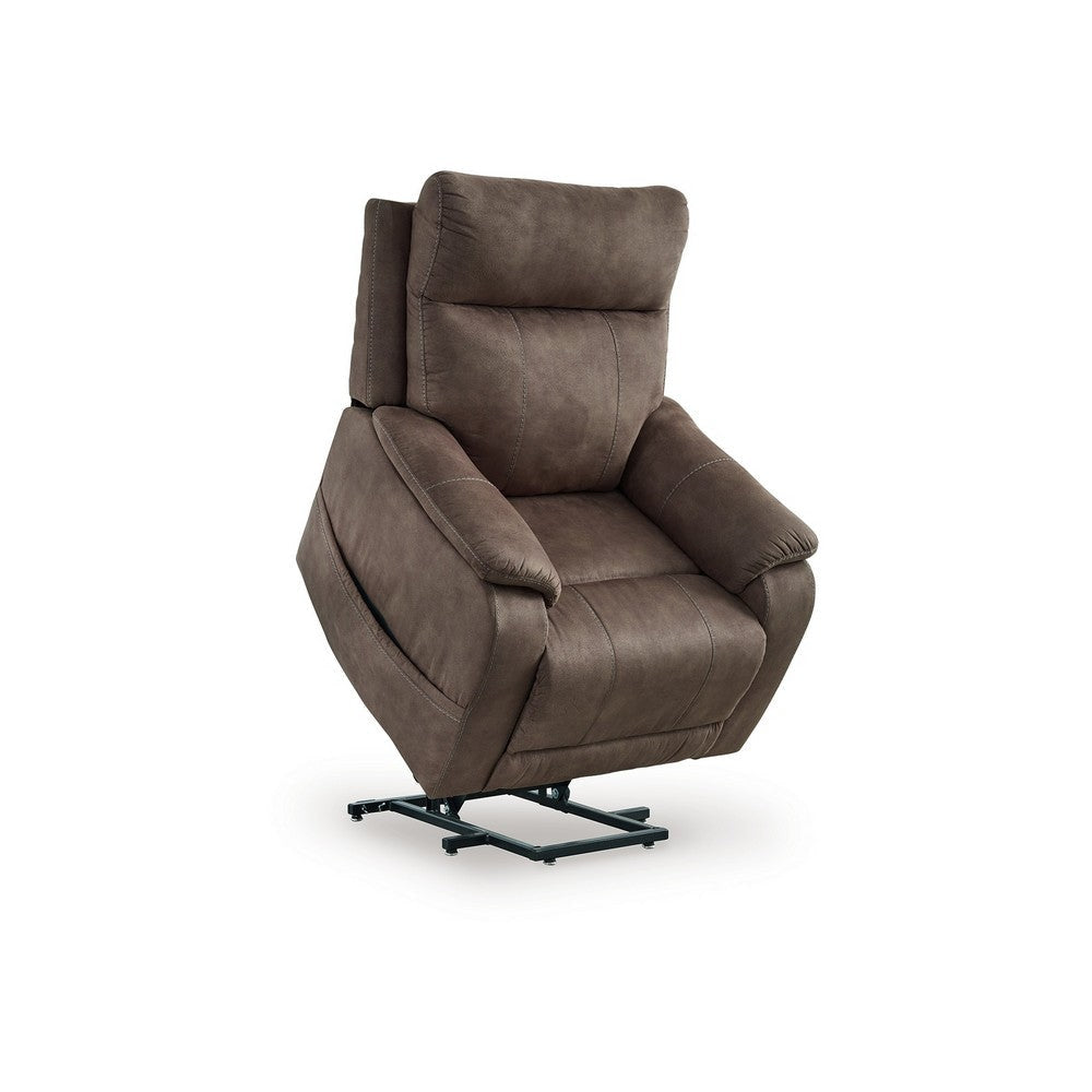 Ashley Mead Power Recliner Chair | Heat | Massage | 35’’ Brown Faux Leather BM328218