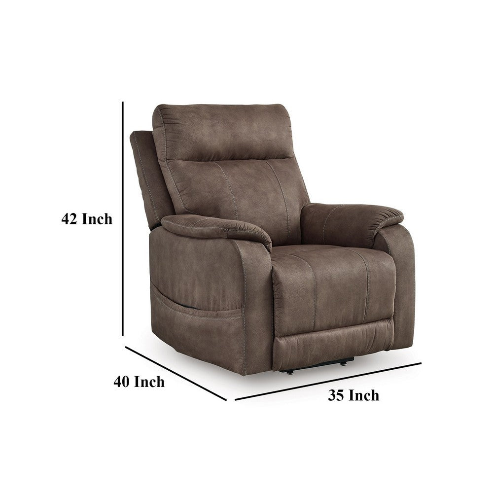 Ashley Mead Power Recliner Chair | Heat | Massage | 35’’ Brown Faux Leather BM328218