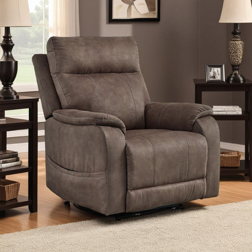 Ashley Mead Power Recliner Chair | Heat | Massage | 35" Brown Faux Leather