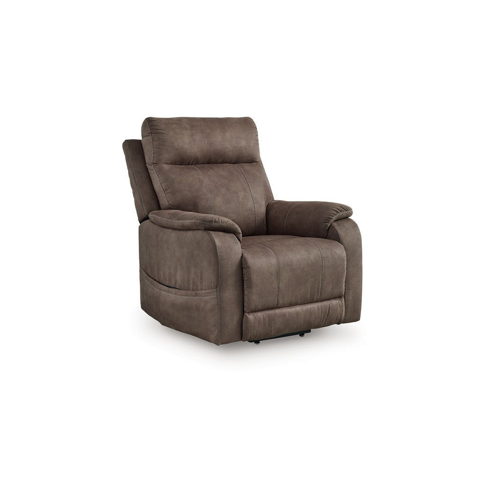 Ashley Mead Power Recliner Chair | Heat | Massage | 35’’ Brown Faux Leather BM328218