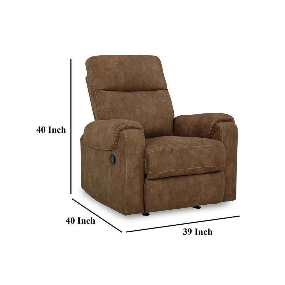 Ashley Woli Manual Rocker Recliner Chair | 39’’ Classic Brown Faux Leather BM328219