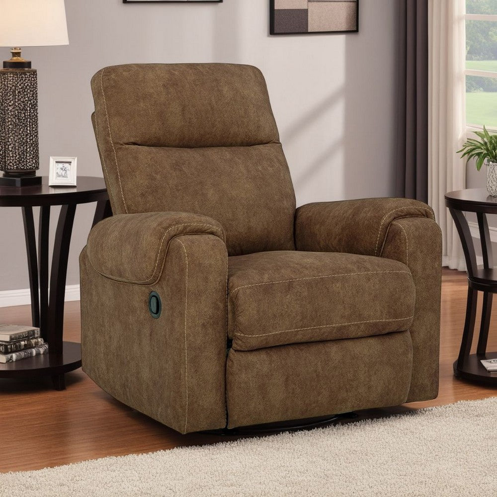 Ashley Woli Manual Rocker Recliner Chair | 39" Classic Brown Faux Leather