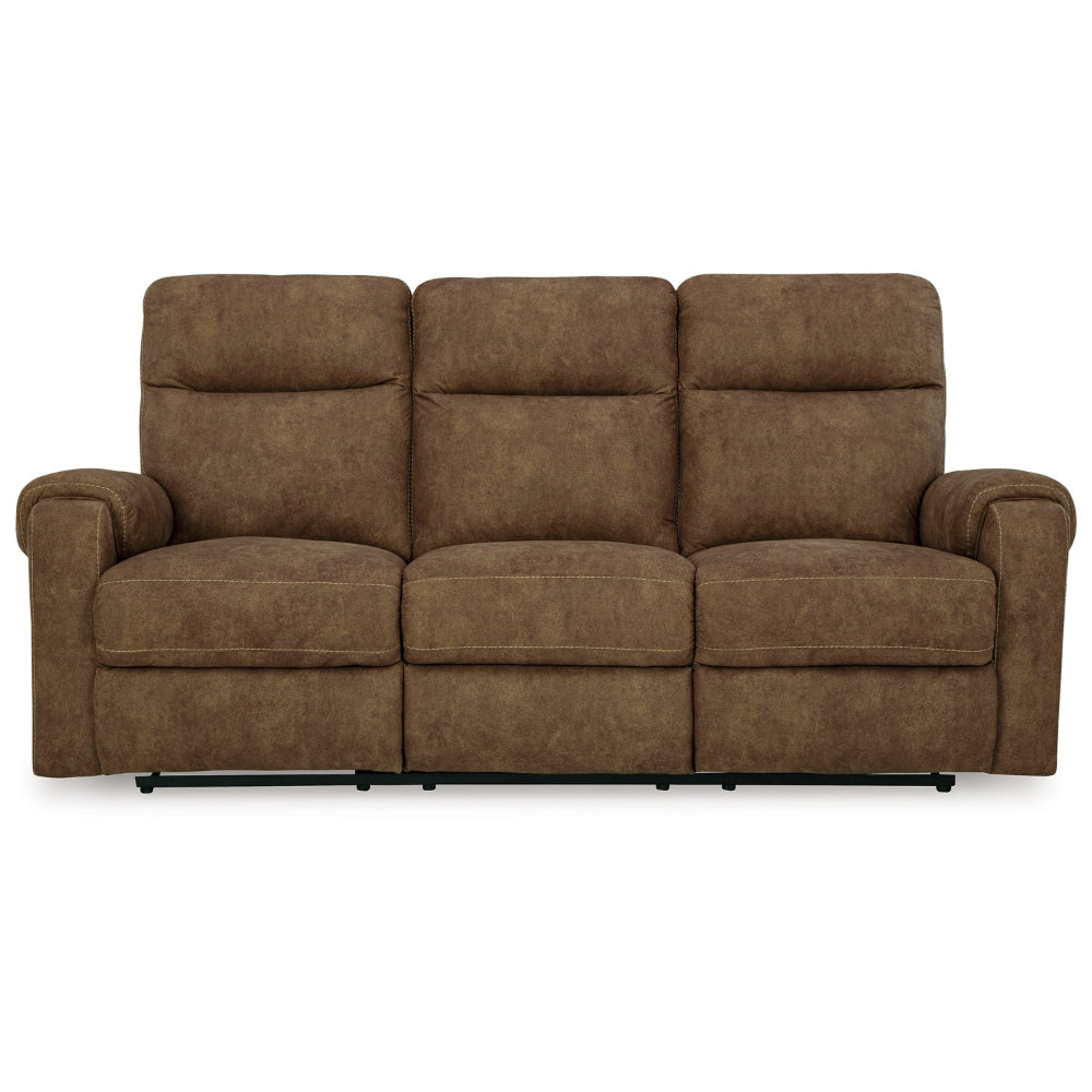 Ashley Woli Manual Recliner Sofa | 86’’ | Classic Foam | Brown Faux Leather BM328220