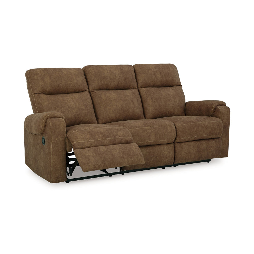 Ashley Woli Manual Recliner Sofa | 86’’ | Classic Foam | Brown Faux Leather BM328220