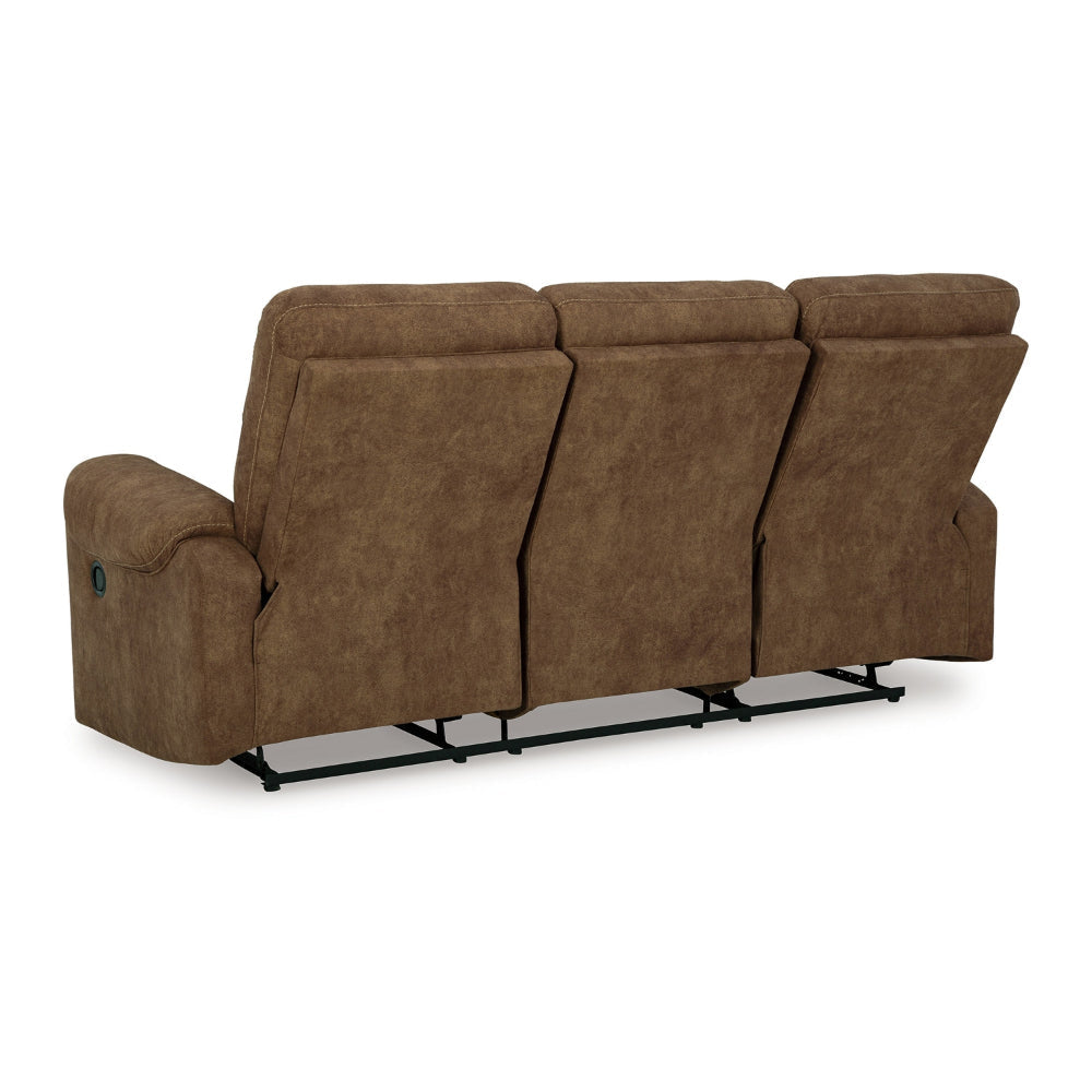 Ashley Woli Manual Recliner Sofa | 86’’ | Classic Foam | Brown Faux Leather BM328220
