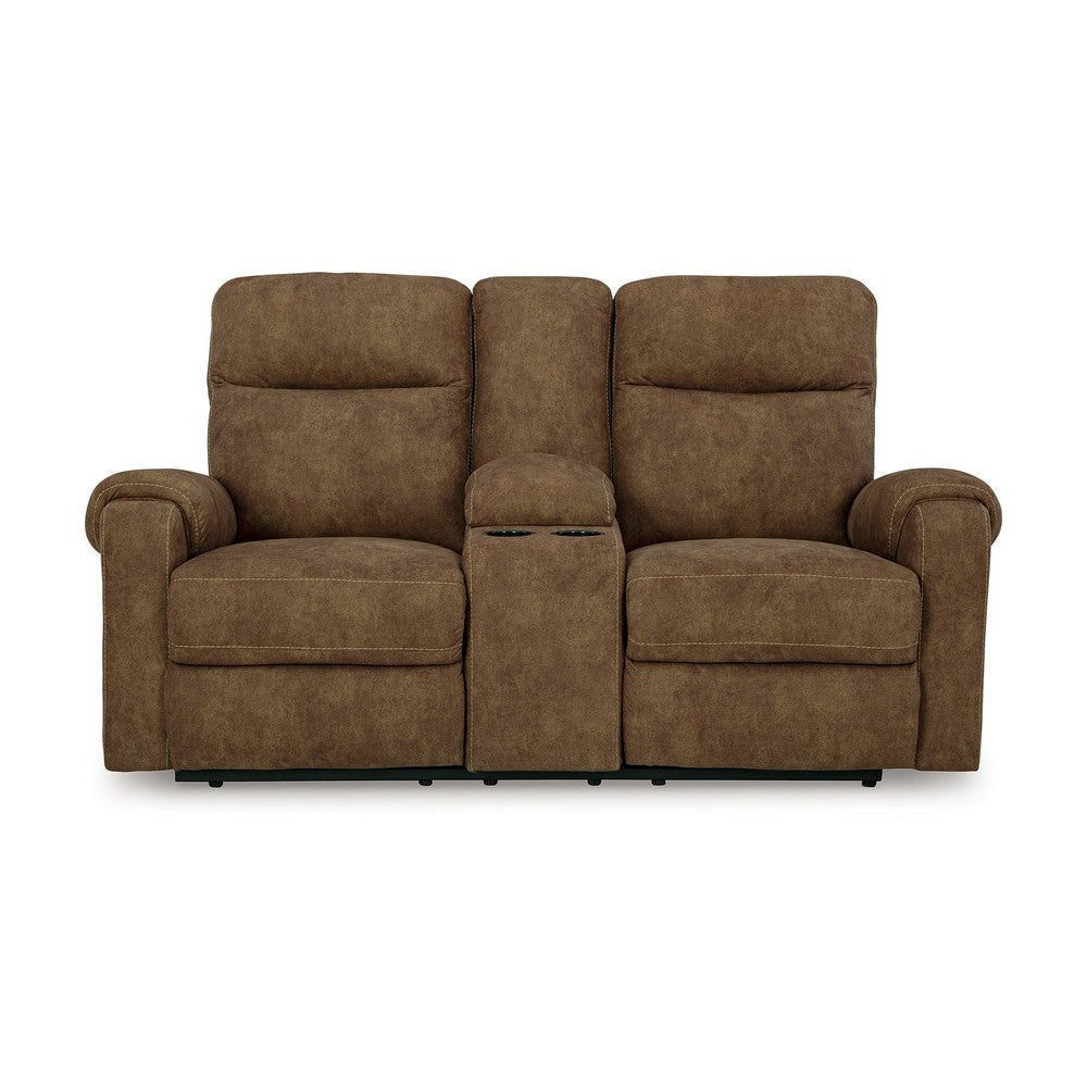 Ashley Woli Manual Recliner Loveseat | 75’’ | Classic Brown Faux Leather BM328221