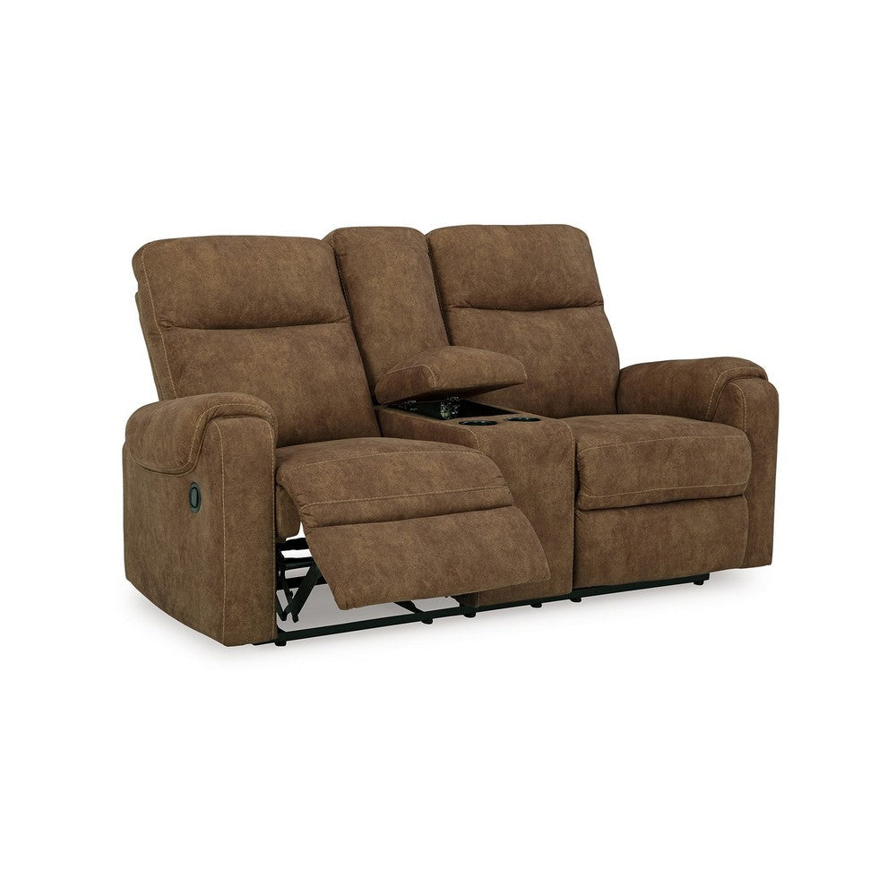 Ashley Woli Manual Recliner Loveseat | 75’’ | Classic Brown Faux Leather BM328221