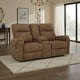 Ashley Woli Manual Recliner Loveseat | 75" | Classic Brown Faux Leather