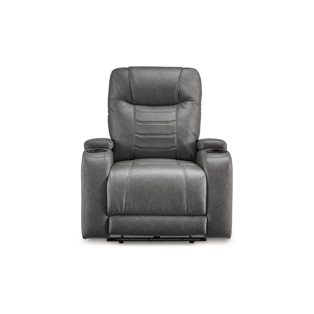 Ashley Scon Power Recliner Chair | 37’’ | LED Light | Gray Faux Leather BM328222