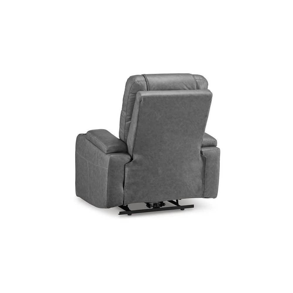 Ashley Scon Power Recliner Chair | 37’’ | LED Light | Gray Faux Leather BM328222