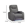 Ashley Scon Power Recliner Chair | 37’’ | LED Light | Gray Faux Leather BM328222