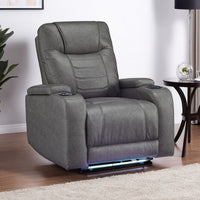Ashley Scon Power Recliner Chair | 37" | LED Light | Gray Faux Leather