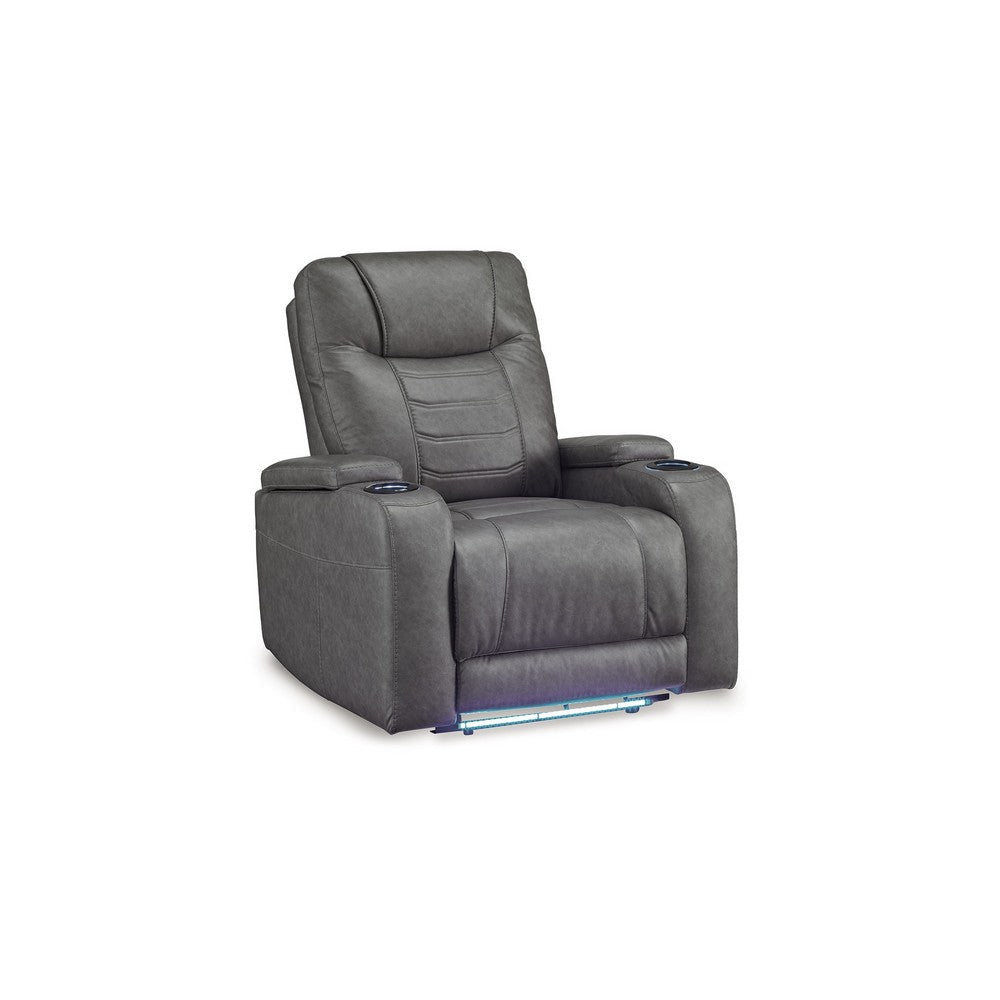 Ashley Scon Power Recliner Chair | 37’’ | LED Light | Gray Faux Leather BM328222