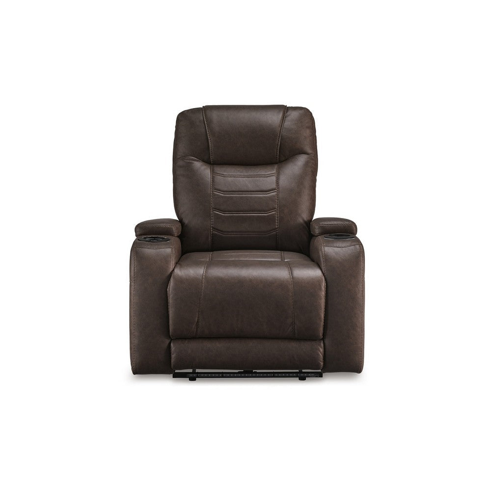 Ashley Scon Power Recliner Chair | 37’’ | LED Light | Brown Faux Leather BM328223