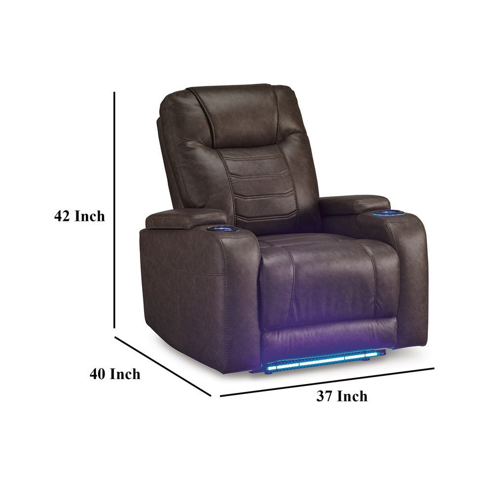 Ashley Scon Power Recliner Chair | 37’’ | LED Light | Brown Faux Leather BM328223