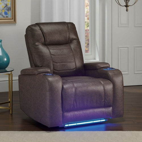 Ashley Scon Power Recliner Chair | 37" | LED Light | Brown Faux Leather