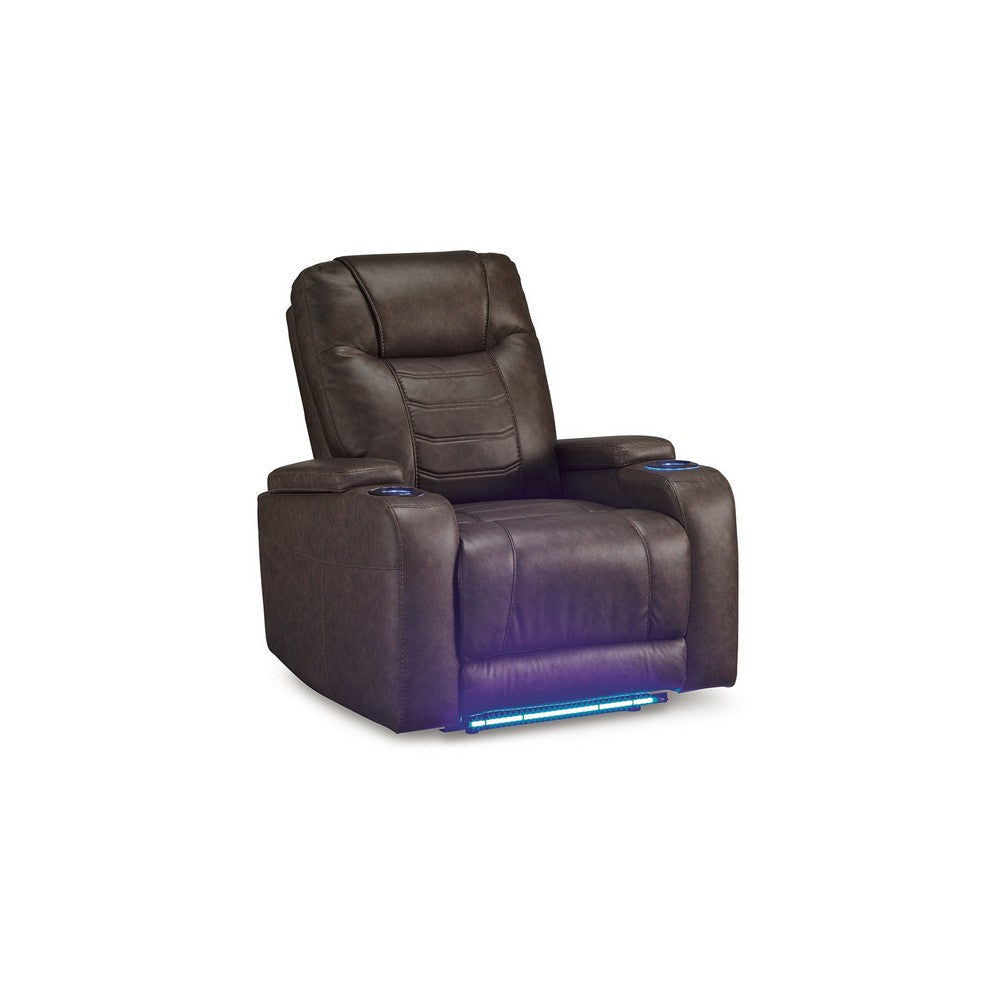Ashley Scon Power Recliner Chair | 37’’ | LED Light | Brown Faux Leather BM328223
