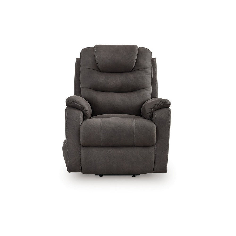 Ashley Fily Power Lift Recliner Chair | Heat Massage 40’’ Gray Faux Leather BM328226