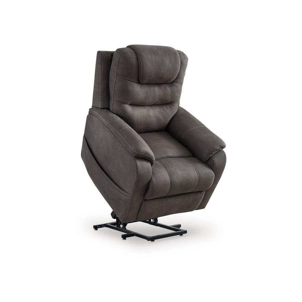 Ashley Fily Power Lift Recliner Chair | Heat Massage 40’’ Gray Faux Leather BM328226