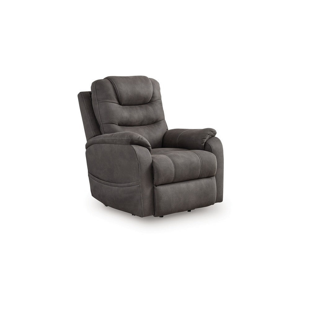Ashley Fily Power Lift Recliner Chair | Heat Massage 40’’ Gray Faux Leather BM328226