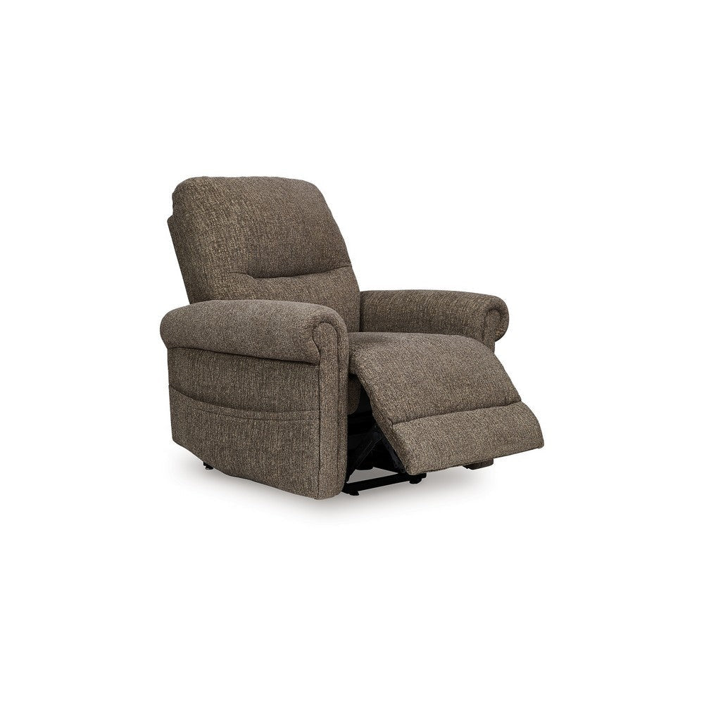 Ashley Auro Power Lift Recliner Chair | Heat Massage | Taupe Brown Polyester BM328227