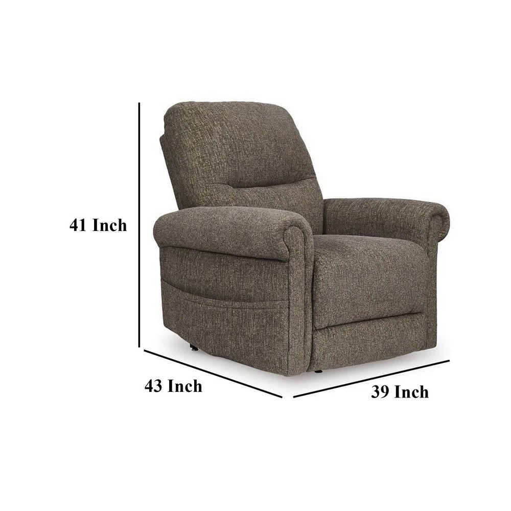 Ashley Auro Power Lift Recliner Chair | Heat Massage | Taupe Brown Polyester BM328227
