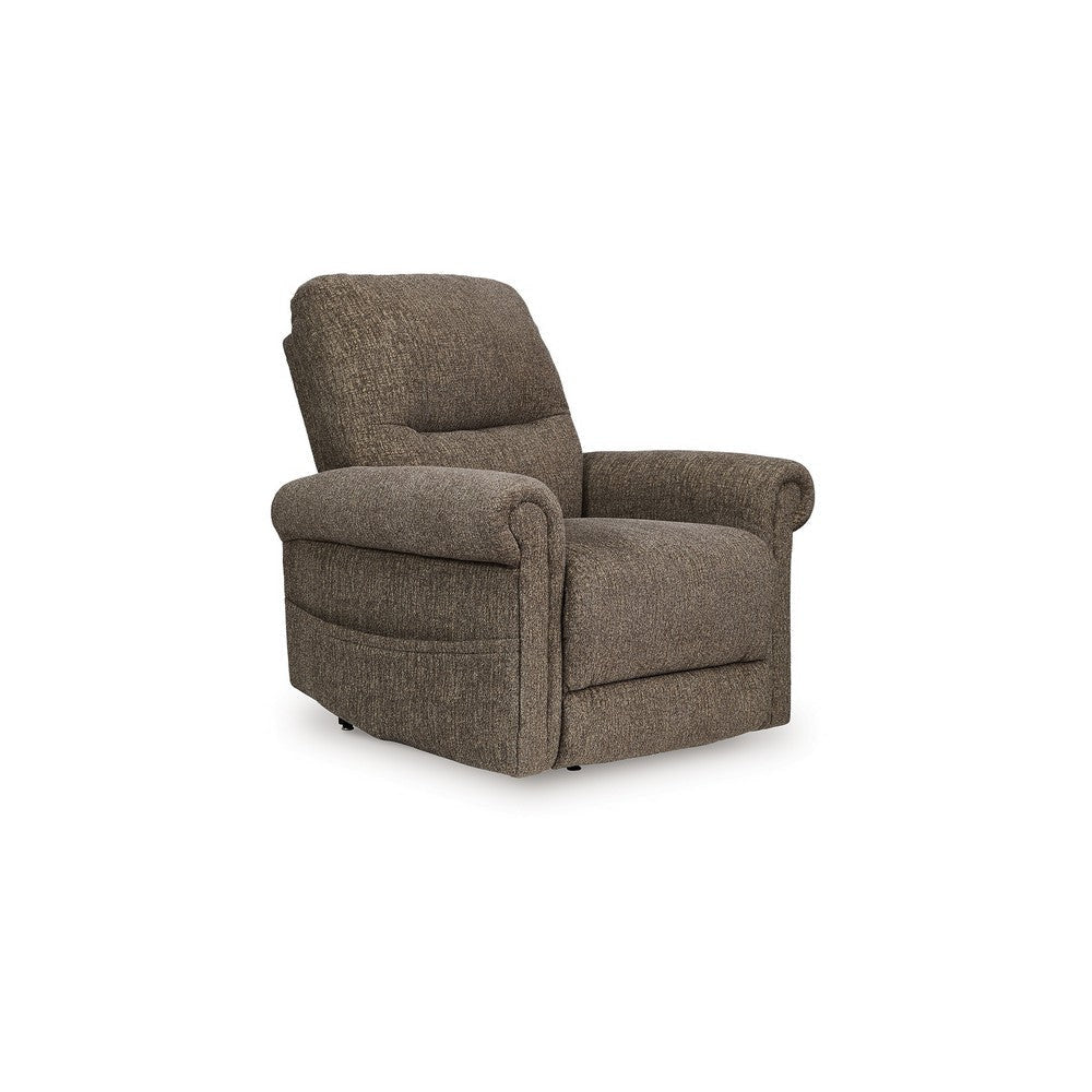 Ashley Auro Power Lift Recliner Chair | Heat Massage | Taupe Brown Polyester BM328227