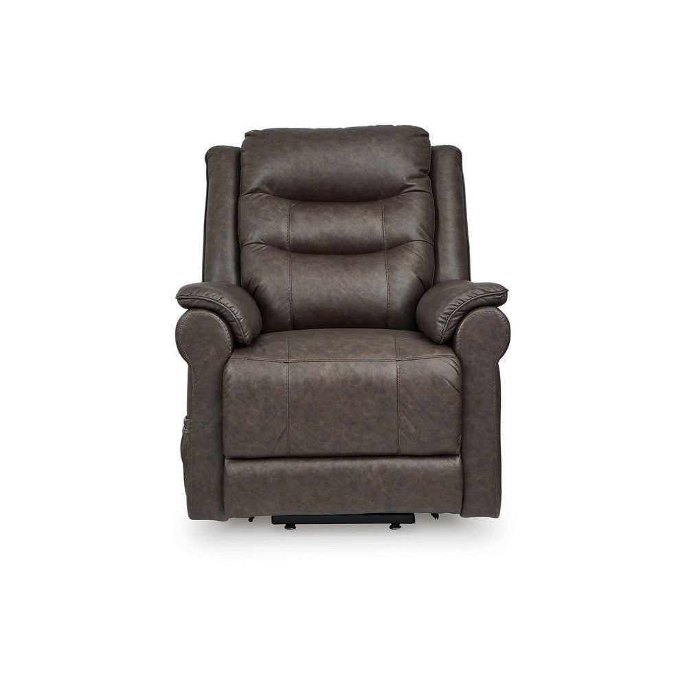 Ashley Otim Power Lift Recliner Chair | 35’’ Heat Massage | Brown Faux Leather BM328229