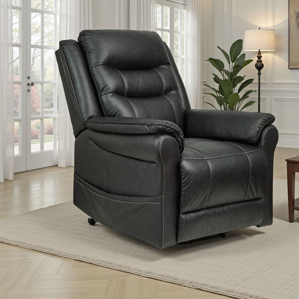 Ashley Otim Power Lift Recliner Chair | 35" | Heat Massage Black Faux Leather