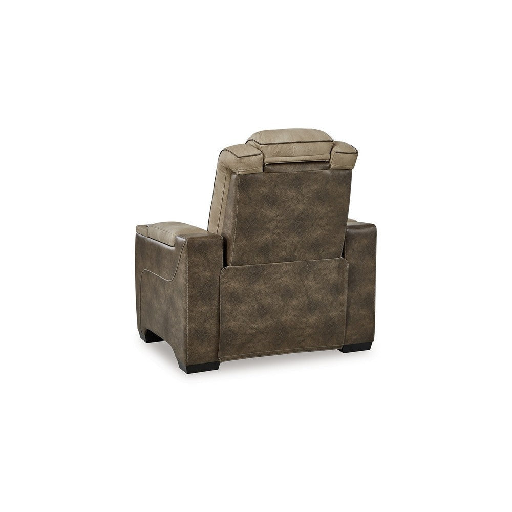 Ashley Corbin Power Recliner Chair | 39’’ Brown Faux Leather | Wireless Charge BM328231