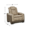 Ashley Corbin Power Recliner Chair | 39’’ Brown Faux Leather | Wireless Charge BM328231