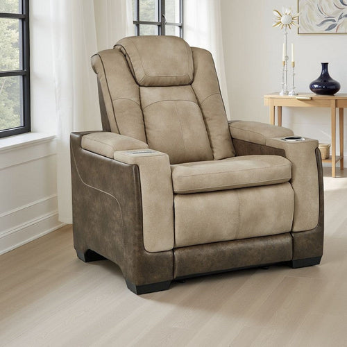 Ashley Corbin Power Recliner Chair | 39" Brown Faux Leather | Wireless Charge