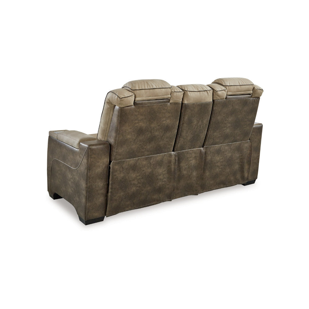 Ashley Corbin Power Reclining Loveseat | 75’’ | Brown Faux Leather | USB Port BM328232