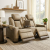 Ashley Corbin Power Reclining Loveseat | 75" | Brown Faux Leather | USB Port