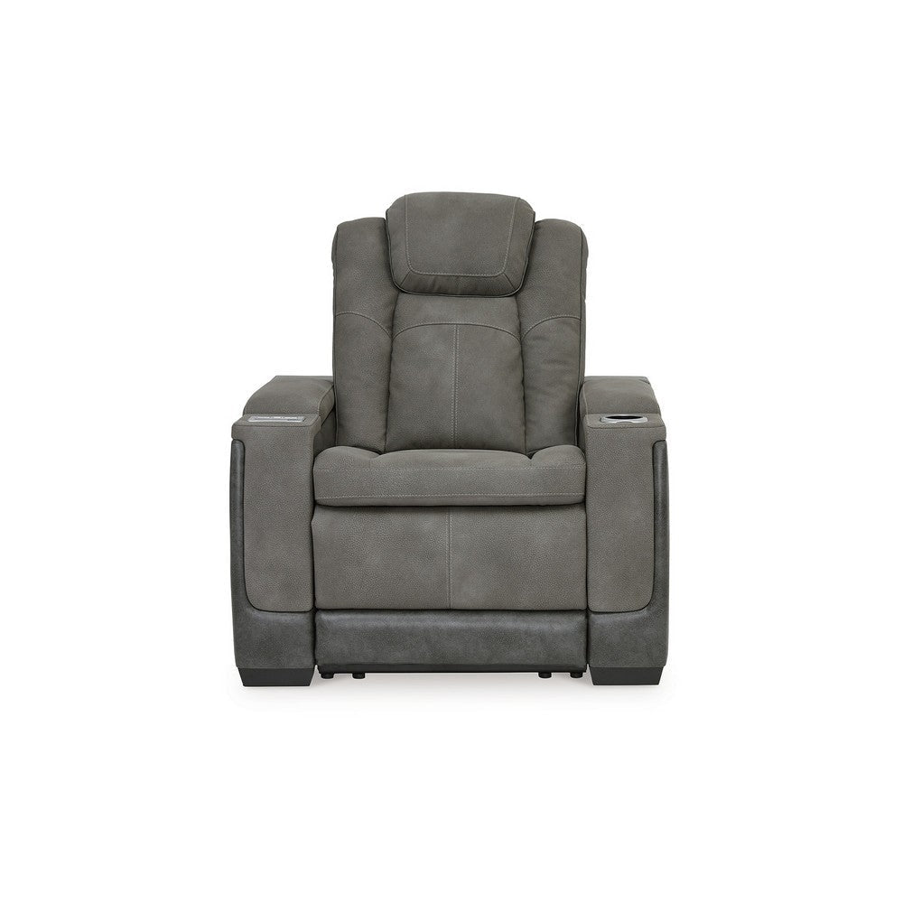 Ashley Corbin Power Recliner Chair | 39’’ Gray Faux Leather | Wireless Charge BM328233