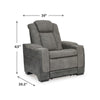 Ashley Corbin Power Recliner Chair | 39’’ Gray Faux Leather | Wireless Charge BM328233