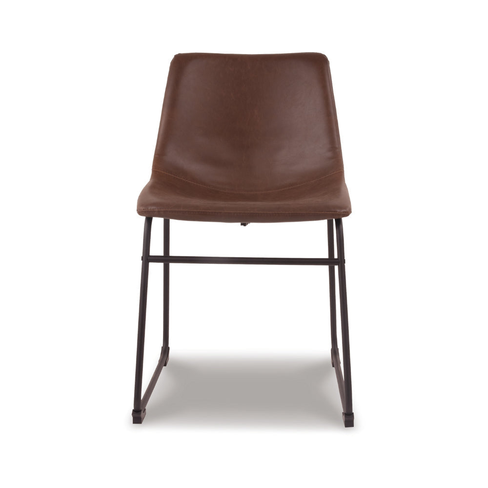 Ashley Tia Dining Chair Set of 2 | Brown Faux Leather | Bucket Seat | Metal BM328234