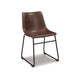 Ashley Tia Dining Chair Set of 2 | Brown Faux Leather | Bucket Seat | Metal