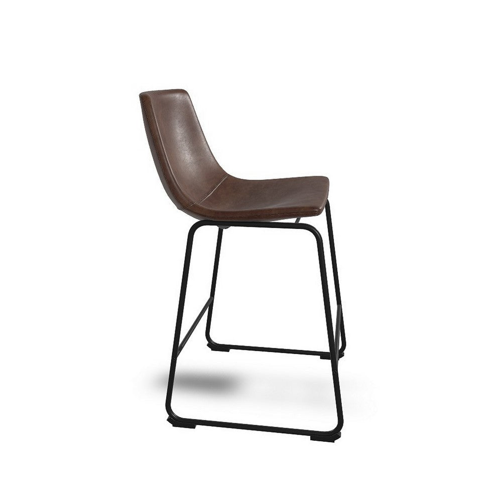 Ashley Tia Counter Height Chair Set of 2 | Brown Faux Leather | Bucket Seat BM328235