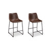 Ashley Tia Counter Height Chair Set of 2 | Brown Faux Leather | Bucket Seat BM328235